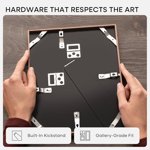 Image of Homeforia 6x8 Picture Frame Mocha, High End Metal 6 x 8 Mocha Frames with Mat 5 x 7 for Art, 8x6 Desk Frame Matted to 5x7 inch Photo, 6 by 8 Wall or Tabletop Frames, Tempered Glass, Wall Kit, Set of 2