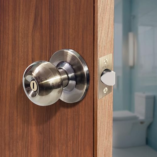 Image of VOLO Antique Finish Tubular Entry Door Knob with Lock - Durable Handle for Bathrooms, Bedrooms, and Home (Waterproof) (Without Keys)