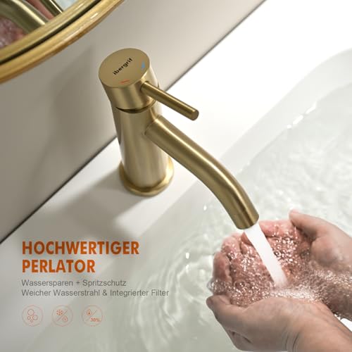 Ibergrif M11003Y Bad Wasserhahn Gold Gebürstet, 68 mm – Ansicht 6