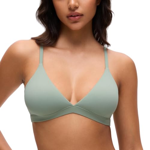 Image of CRZ YOGA Softhold Triangle Bralette | Double Lined, Light Support, Non Padded, Wireless, Casual, Ultra-Soft, V Neck, Adjustable Square Back, Everyday Bra for Women