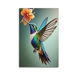 WIZIGM Poster mit Tier-Kolibri von Orangenblume, moderne 