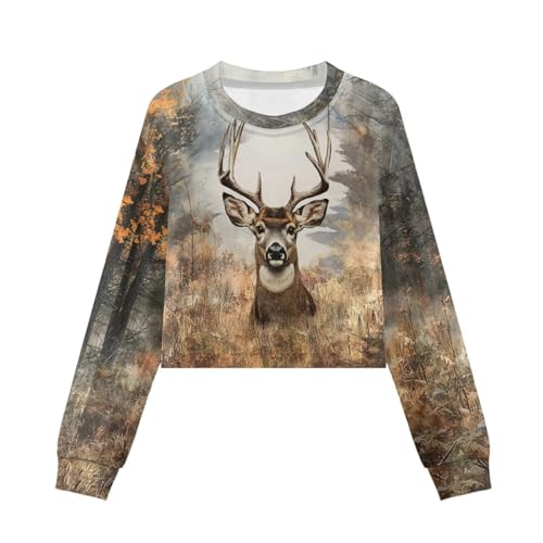 Crop Top Sweatshirts for Girls Kids Long Sleeve T-Shirt Cute Active Tees Top School Clothes 5-14Y