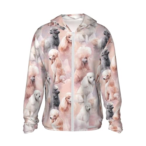 UPF 50+ Sun Protection Hoodie Rash Guard Long Sleeve Sun Shirt Poodles Dogs UV Shirt Full Zip Jacket