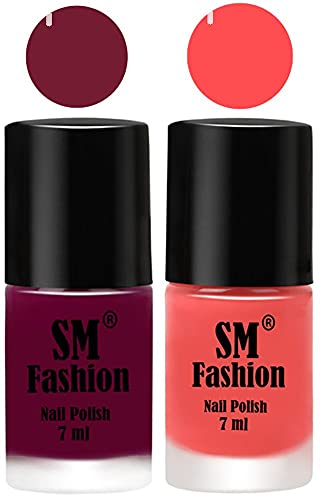 Image of Long Lasting Nail Polish | Nail Paint Combo 7 ml Each) - Set of 2 Mulberry-Peach Pink