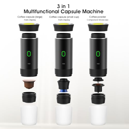 Nicoone Camping Coffee Machine Electric Portable Espresso Machine for Camping Wireless 3 in 1 Capsule Powder Coffee Machine for Home Travel (with Bag) - Image 3
