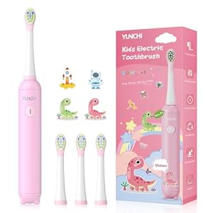 Yunchi Kinder Elektrische Zahnbürste Rosa mit Aufklebern