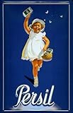 Lange Lebensdauer Buddel-Bini Versand Blechschild Persil blau Kind Mädchen mit Korb Waschpulver Schild Nostalgieschild