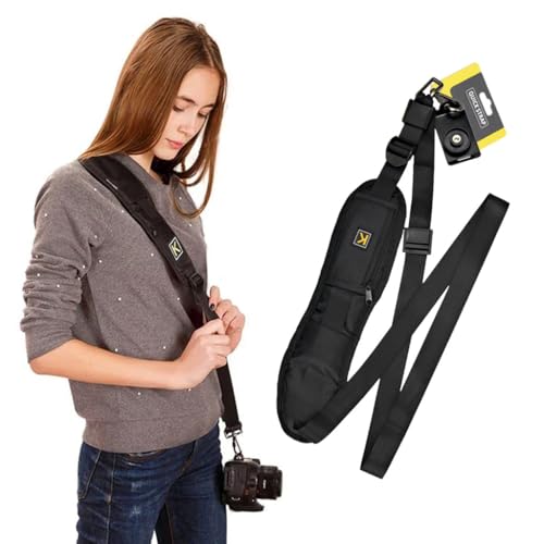 Image of ZORBES Camera Shoulder Strap with Pockets,Breathable Wide Padded DSLR Camera Shoulder Strap Adjustable with Quick Release Buckles,Universal