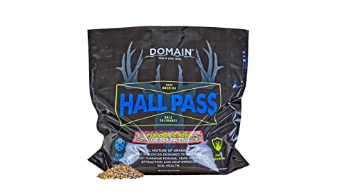 Domain Outdoor Hall Pass Food Plot Seed for Deer, 1/2 Acre, Special Varieties of Rye, Wheat, Clovers and Brassicas, High Tonnage Fall and Winter Food Source, 20 Lb.