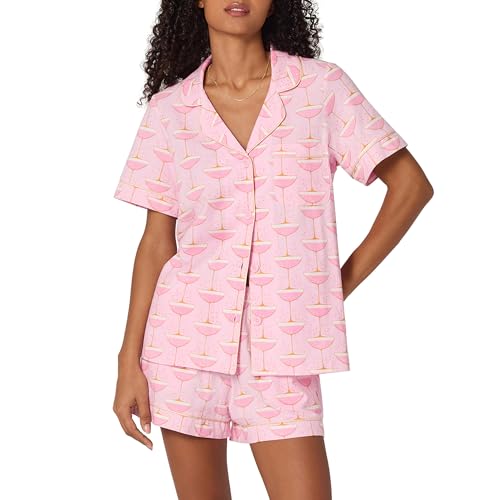 Image of Bed Head PJs Womens Matching Pajamas - Soft Organic Short Sleeve Button Down PJ Shirt & Shorts Set - Sleepwear & Loungewear