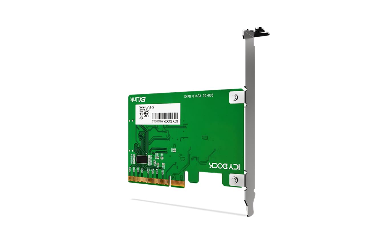 ICY Dock Carte Adaptateur NVMe PCIe 4.0 x8 avec 1 connecteur SlimSAS 8i (SFF-8654) et Redriver (Bifurcation PCIe requis) - EXLink MB409A4