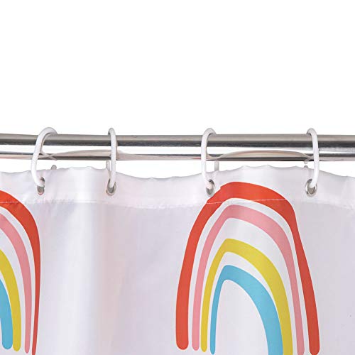 Hellotree Bath Rug And Shower Curtain Set, Microfiber Non Slip Bathroom Rug 19.7"X31.5" And 71"X71" Rainbow Fabric Shower Curtain Set With Free 12 Hooks - Rainbow Pattern #TOP3