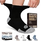 NOLUNT Diabetic Socks for Men,4 Pairs Ankle Diabetic Neuropathy Socks for Men 9-12 10-13(Dark Blue+White+Coffee+Black-Large)