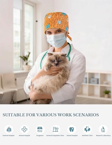 Image of Scrub Caps for Men and Women with Buttons, Classic Surgical Caps