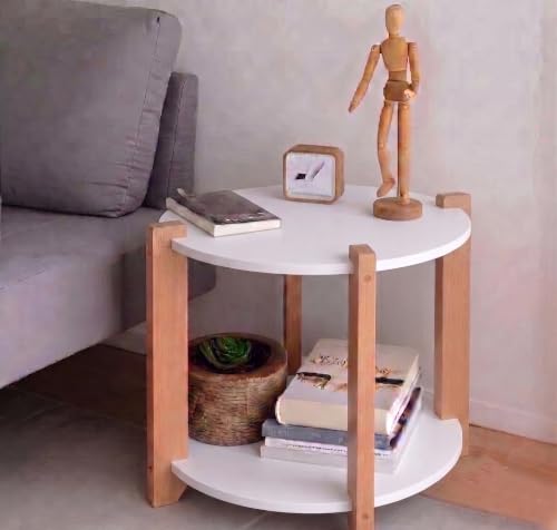 Image of Modern Oval Side Table, Home Decor for Living Room, Bed Side Tables for Bed Room, stools for Home, Furniture for Home, 2-Tier White Shelves