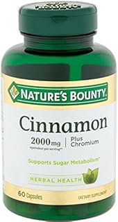 Nature's Bounty Cinnamon 2000mg Plus Chromium, Dietary Supplement Capsules 60 ea (Pack of 2)
