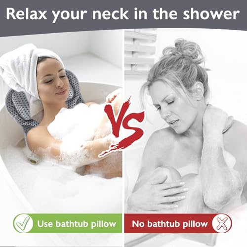 UCAMP Badewannenkissen,Badekissen als Nacken & Nackenkissen Badewanne,mit 4D-Air-Mesh-Technologie und 6 Saugnäpfen,inkl Schwarzer Augenmaske,Perfekt für Home Spa,Entspannung