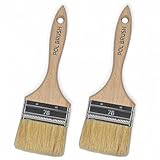 Set of 2 3 Inch Flat Paint Brushes - High European Quality - Natural Bristles - for...
