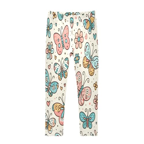 Toddler Girls Leggings Printed Yoga Pants Leggings Green Pink Butterfly for Kids