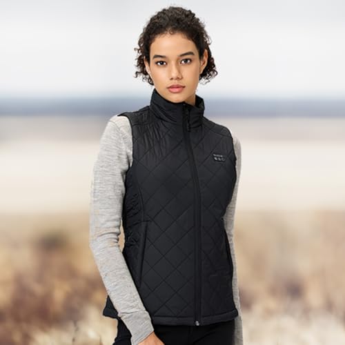 Sevdiea Heizweste Damen mit Powerbank 16000mah 7.4v, Leichte Gesteppte Beheizte Weste Damen, Elektrisch Wärmeweste, Für Skifahren,Motorradfahren,Outdoor-Aktivitäten-M