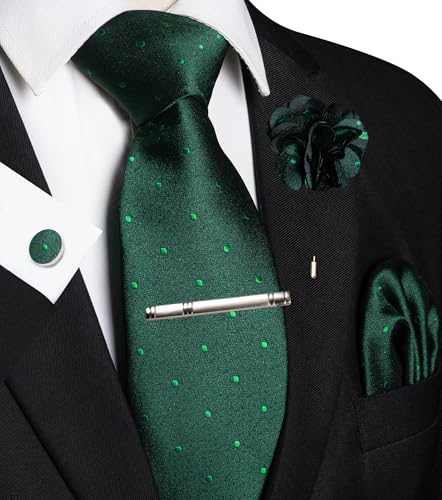 Image of JEMYGINS Mens Tie and Lapel Pin Necktie Pocket Square Cufflinks and Tie Clip Sets for Business Casual 5PCS