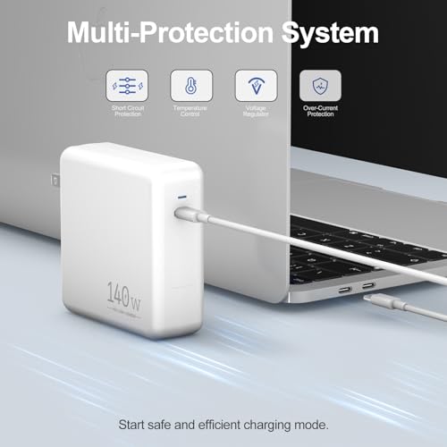 Image of Compatible with MacBook Pro Charger 140W USB C Charger Fast Charger Adapter | Compatible with MacBook Pro & MacBook Air M2 M3 M4 M5 13 inch-15 inch, Compatible with iPad Pro iPhone Samsung Galaxy