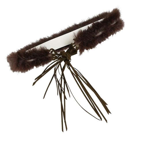 Women's Fashion Belt Hot Girls Waist Band Waist Chain Feature Strap Tied and Furry Detailing for Casual Party Wear, Brown, 78cm