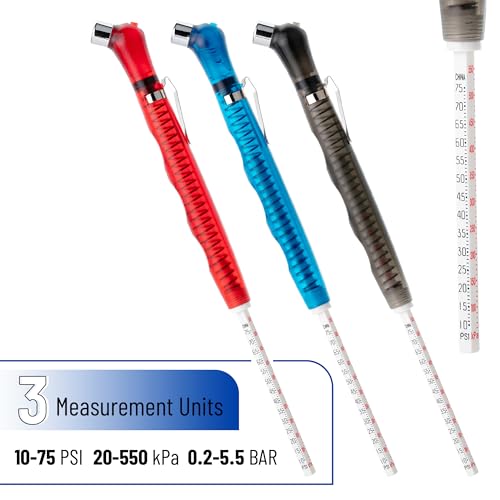 Image of UNCO Pencil Tire Gauge - 3 Pack, 10-75 PSI, Car & Bike Tire Pressure Gauge