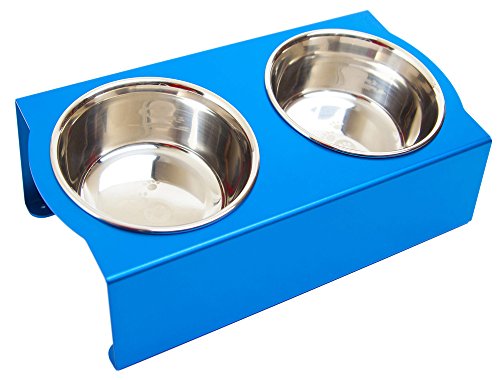 MATUMI (マツミ) アワーズ フードボウルテーブル Sサイズ ブルー 日本製 餌入れ 食器 食器台 足腰の負担を軽減 アルマイト処理 S サイズ