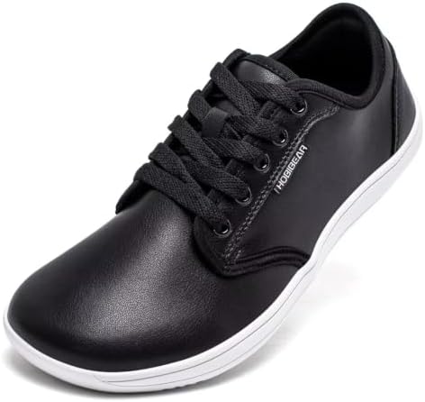 HOBIBEAR Unisex Breite Barfuss Schuhe Damen Herren Barfußschuhe Leder Minimalistische Outdoor Trail Running Walking Schuhe