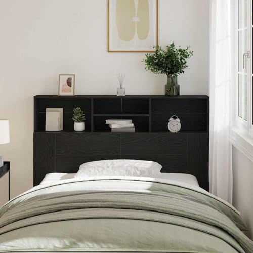 Festnight Tete de lit 140 cm Tête de lit avec Rangement Têtes de lit pour Adulte Armoire de Tête de Lit Murale Meuble de Chambre-Chêne noir-140 x 19 x...