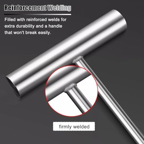 Heavy Duty Manhole Hook Tool - T-Handle Pry Bar for Sewer Drain Covers, Stainless Steel Lid Puller with J Hook, Ideal for Storm Drain and Rolling Door Access