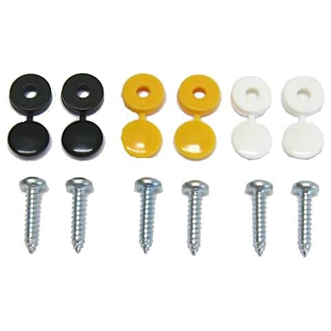 All Trade Direct 6 Pk Caps & Screws Car Number Plate Fixing Fitting Kit Cover