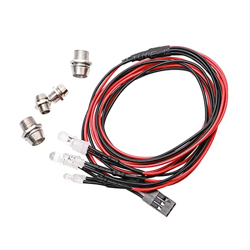Pxyelec 4 LED Lights Set Headlight Taillight Kit Accessories for Traxxas HSP Tamiya Redcat RC4WD Axial SCX10 RC Car Truck Tank Crawler(2 Red +2 White) - Image 3