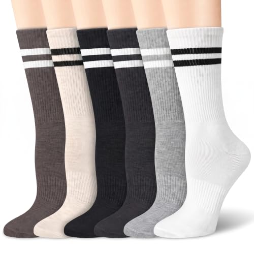 Tialfas 6 Pares Calcetines Deportivos Mujer Tobilleros con Rayas Multipack