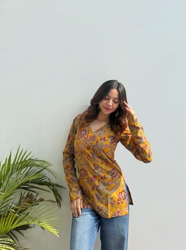 Image of ANNI Designer Cotton Short Kurti for Women | Stylish Kurti | Short Kurti Top | Casual Kurta for Women | Comfortable Cotton Kurtis for Womens