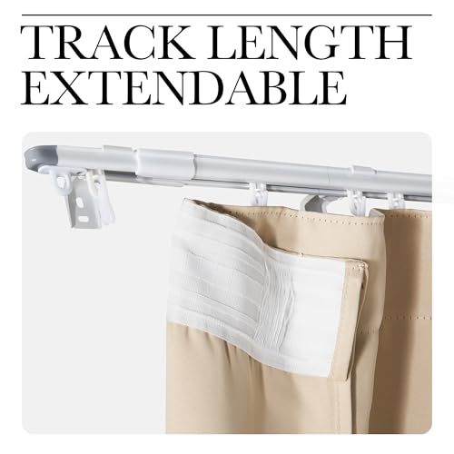 NICETOWN Doorway Curtain & Track Set, Privacy Room Darkning French Door Curtain with Smooth Track for Closet/Bay, Thermal Insulated Drape for Office/Bedrrom, W 34 x L 80 in, Biscotti Beige, 1 Panel
