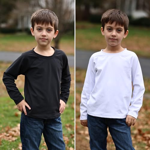 BIG ELEPHANT 2 Pack Youth Boys Compression Thermal Shirt Fleece Lined Base Layer Long Sleeve Athletic Baseball Undershirt2