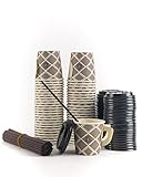 Disposable Espresso Cups with Wide Comfort Handles - Set of 50 Durable 4 Oz Cups for Coffee, Tea,...