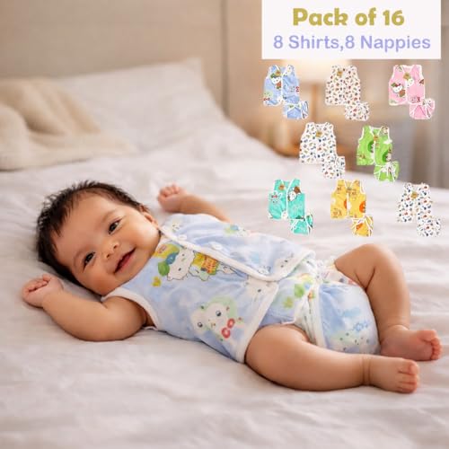 Image of Infantbond 56 in 1 New Born Baby Complete Daily Items Combo (0-6 Months) (Apple) (Pink Kitty)
