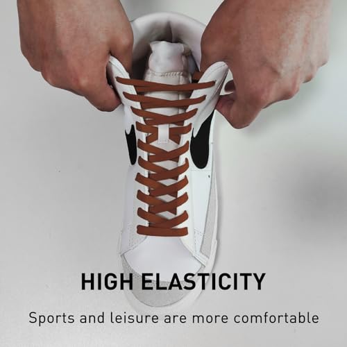 Image of UamGlsob 2 Pairs 5 /16 inch Flat Elastic Shoe Lace, 27 inch-72 inch Length Stretch Shoelaces Strings Replacement for High /Low Top Sneakers