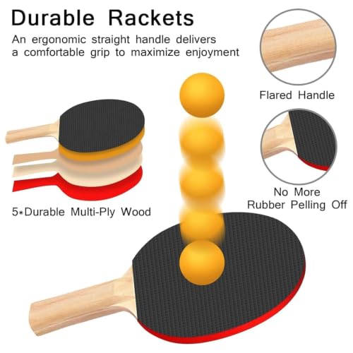 Image of Table Tennis Rebound Trainer Set for Kids & Adults, Racket and Ball Practice Game with Stand Base, Table Tennis Training Toy for Indoor Outdoor Play, 3+ Age (Astron)