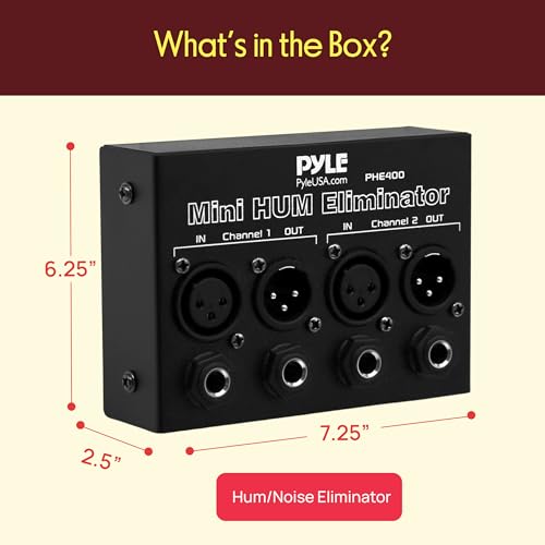 Image of PYLE-PRO PHE400 Hum /Noise Eliminator 2-Channel Box with TRS Phone and XLR Inputs /Outputs