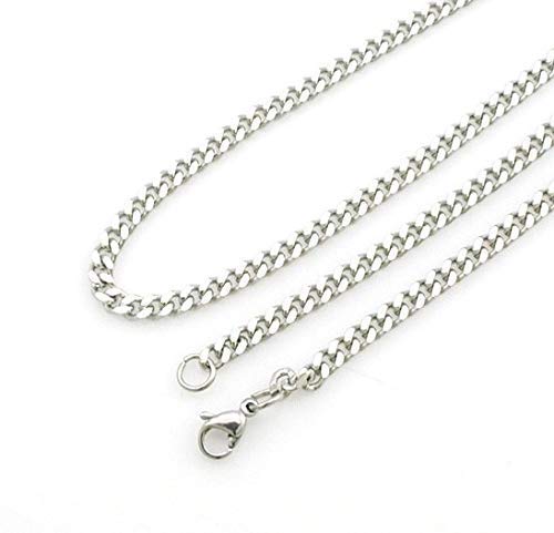 Religious Gift For Men, 18" 20" 22" 24" Or 28" Inch Length, Silver Cross Necklace For Man, 3Mm Stainless Steel Curb Chain, Men Christian Jewelry, Husband, Boyfriend, Son, Grandson, Godson, Godfather #TOP7