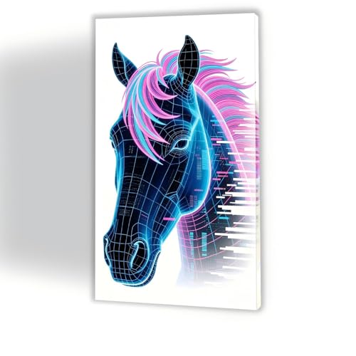 Décoration murale abstraite moderne avec cadre intérieur tableau cheval cyberpunk HD