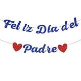ANFEST Feliz Dia del Padre Banner, Spanish Father's Day Decoration, Pre Strung Glitter letter Happy Fathers Day Backdrop Best Dad Ever Party Photo Props NO DIY Cardstock Paper