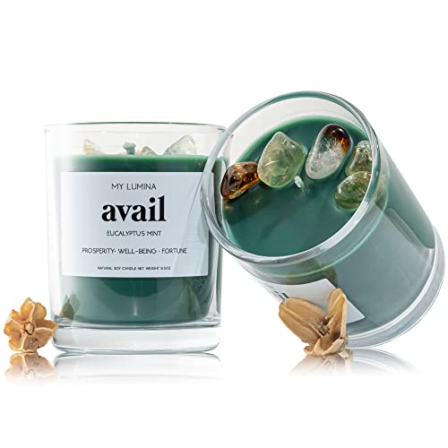 My Lumina Avail MONEY DRAWING SOY CANDLE WAX -Prosperity Spell/Chakra/Abundance/Cash/Luck/Healing/Good Energy/Spiritual/Sage/Smudge/Smudging/Cleansing Kit/Green/Eucalyptus/Natural Scented Aromatherapy