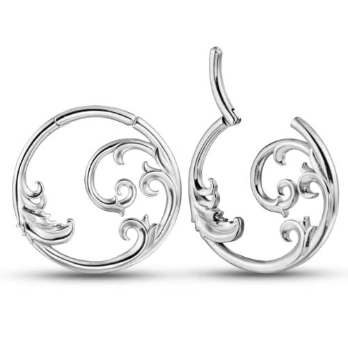 Casvort 2PCS Hypoallergenic Silver Tides and Waves Ear Weights 316 Stainless Steel Ear Hangers Hoop Tunnels for Stretched Lobe in 6g Fashion Piercing Body Jewelry