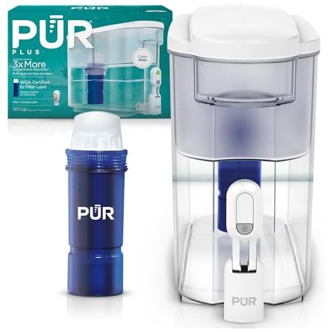PUR PLUS 30-Cup Water Dispenser with Lead-Reducing Filter Cover