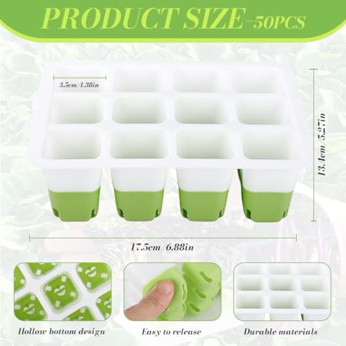 Image of HASTHIP Seedling Tray Germination Tray for Plants, 5Pcs Seed Germination Tray with Silicone Bottom 12-Cavity Seedling Trays for Plants for Starting Sapling Grow